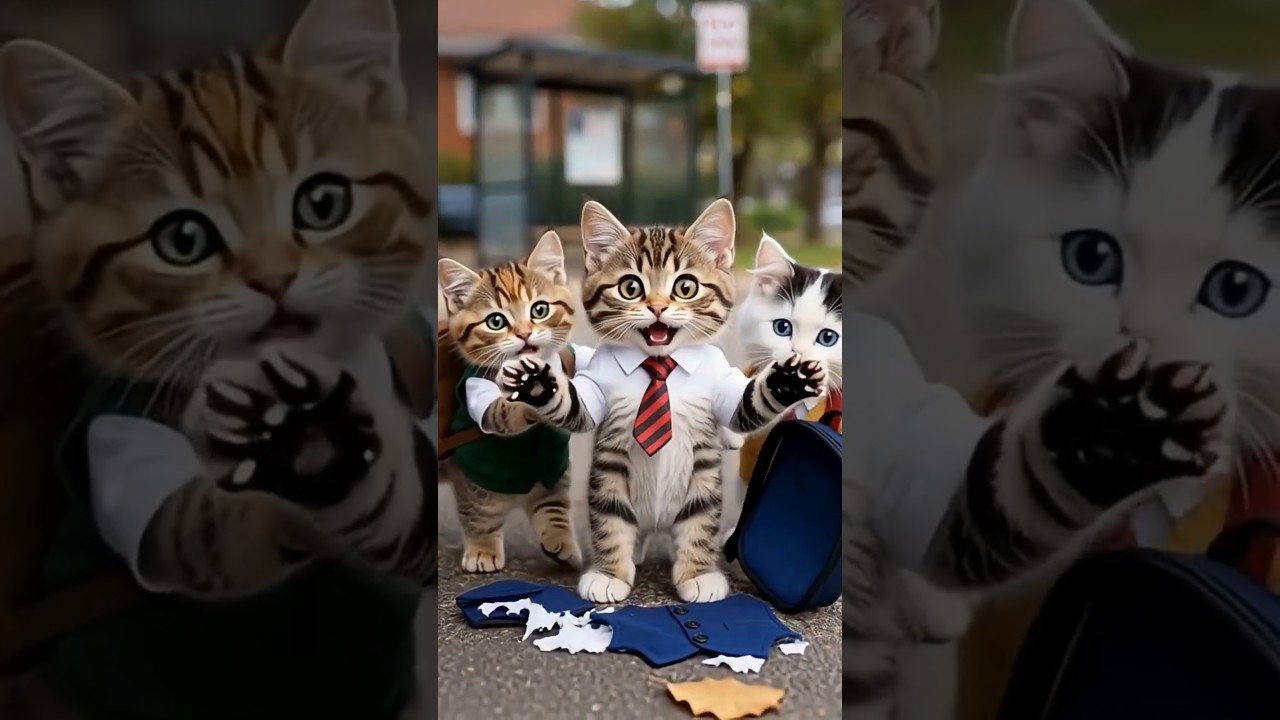 small kitten cleaning the cup for buying the bag 