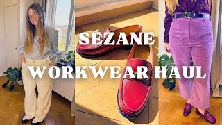 Sézane workwear haul + styling | midsize