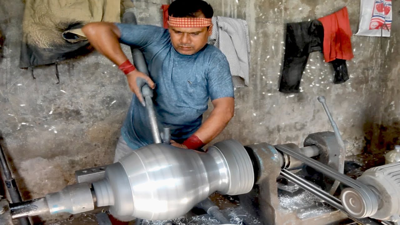 Aluminum utensil spinning workshop | Fast Extreme Big Metal Spinning Process Working Part-9