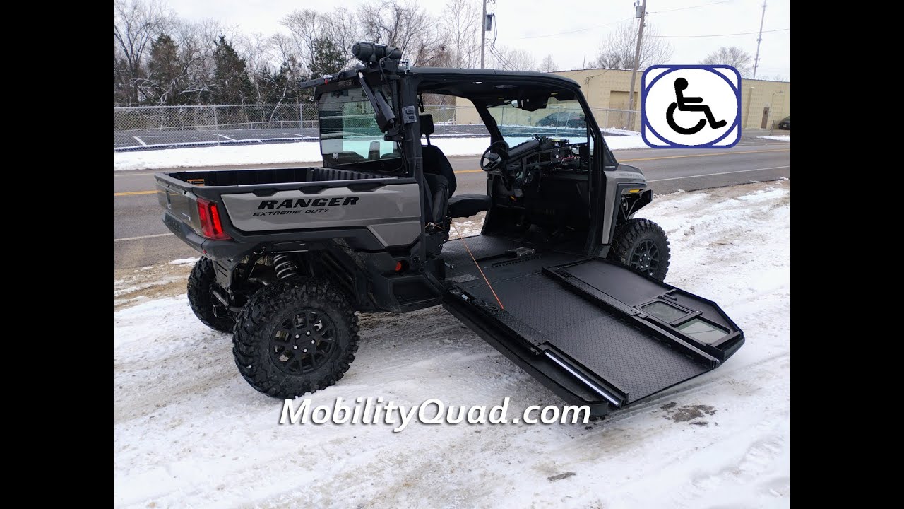 Mobility Quad Wheelchair drive-able UTV with Joystick. Polaris Ranger 1500 4x4.