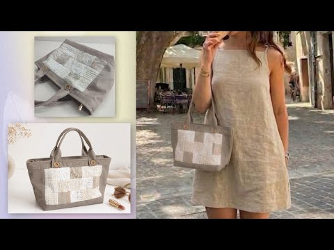 DIY Patchwork Minimalist Handbag 👜 Handbag Sewing Tutorial ♻️ #diy #patchwork 