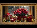 Christmas flowers: Poinsettia live wallpaper for tv | New Year frame tv art loop | Holiday music