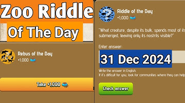 Riddle of the day Zoo | Zoo Riddle of the day today | Zoo Airdrop Daily Question