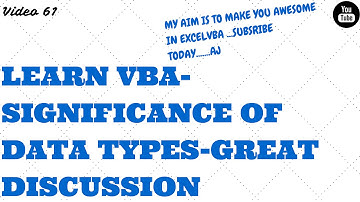 Learn Excel - Video 61 - VBA  Data Type Handling