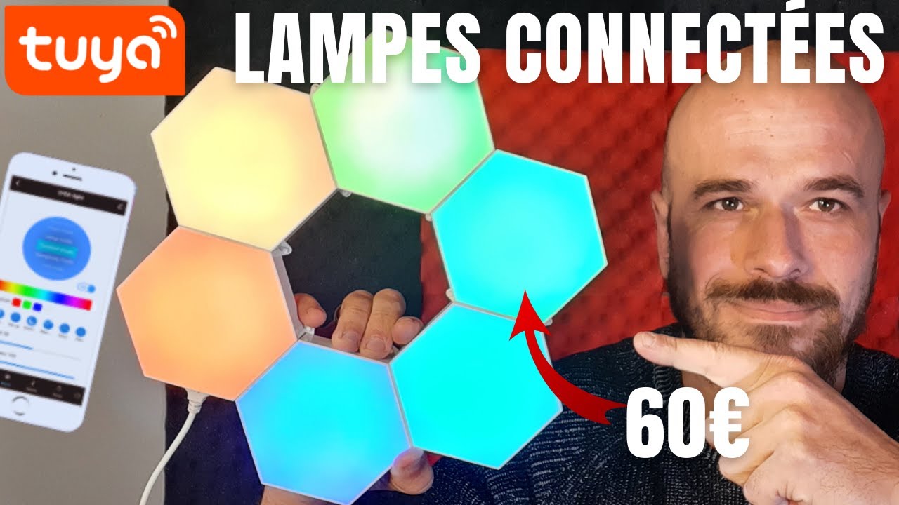 Kimimara Panneaux Hexagonaux LED RGBIC Connectés - 8 Appliques Murales Lumineuses Smart Avec Synchronisation Musique Pour Salon, Chambre Et Gaming