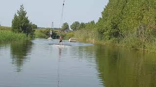 Guess who joined his mom on her learn to wakeboard adventure