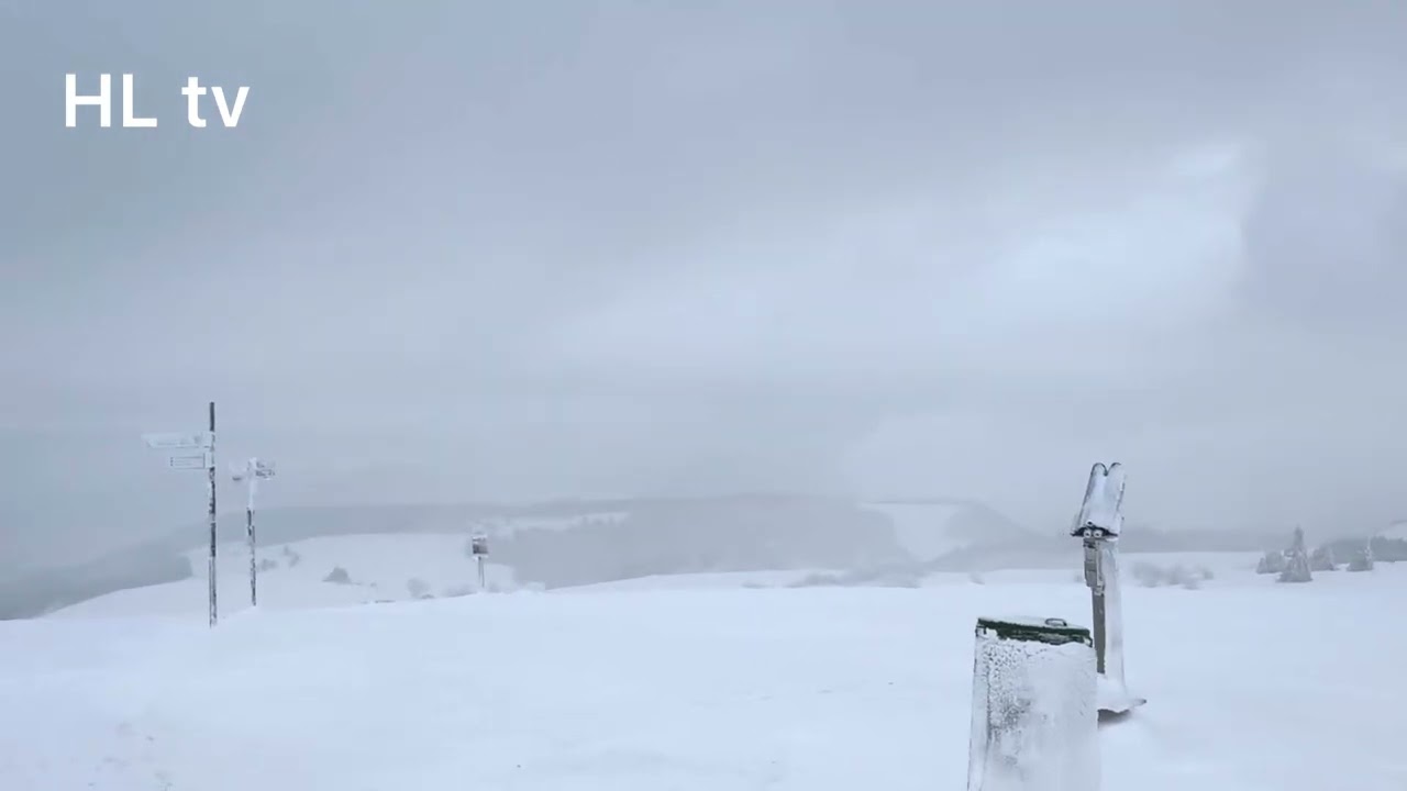 HL tv.Sturm, Schnee und Frost auf der Wasserkuppe Hessen Deutschland 