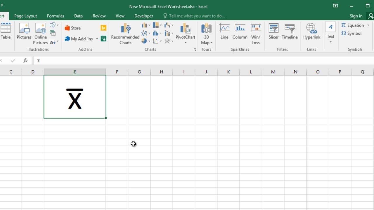 เครื่องหมายเอ็กบาร์  2022 New  How to type X-BAR in Excel