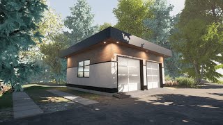 Modern Two Car Garage Plans/Blueprints VIRTUAL TOUR | Adaptive House Plans