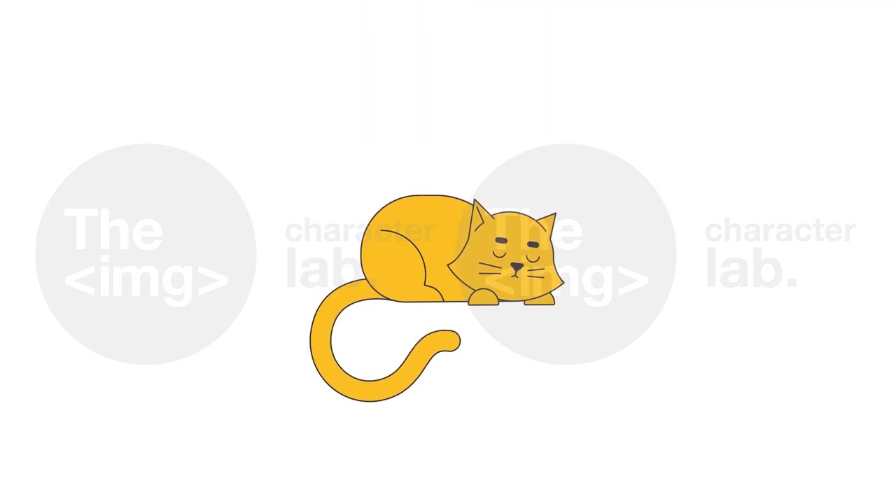 Cute sleeping cat with eyebrows line 2D character animation