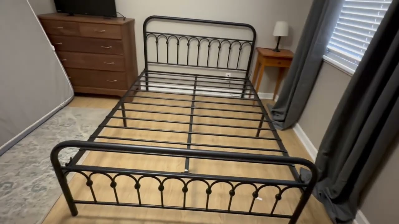 TUSEER Metal Bed Frame Queen Size with Vintage Headboard & Footboard Platform 