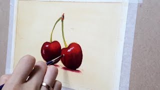 cherry oil painting | simple painting | time lapse | alla prima
