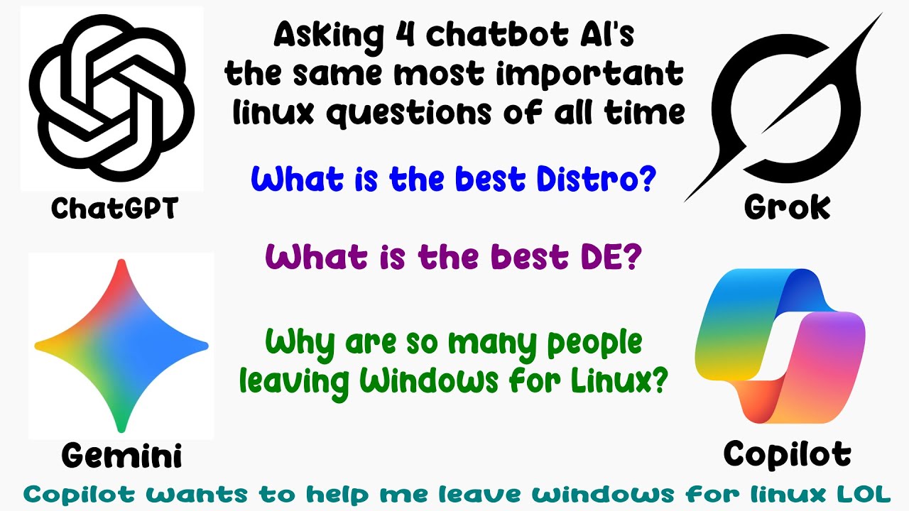 Asking four chatbot ai's the same most important Linux questions - YouTube