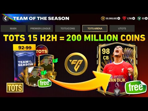 FREE 8x 92/99 RATED TOTS!! 15 H2H WIN = 200 MILLION COINS TOTS FC MOBILE 24!