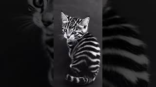 Lovely And Cute Tiny Zebra Black And White Kitten