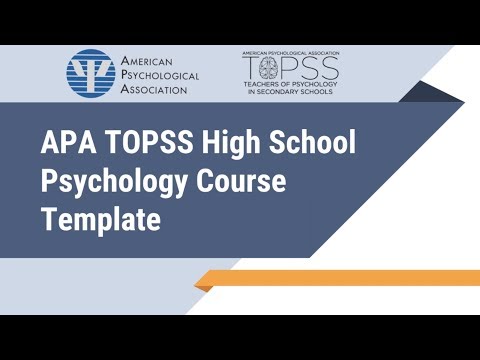 APA TOPSS High School Psychology Course Template