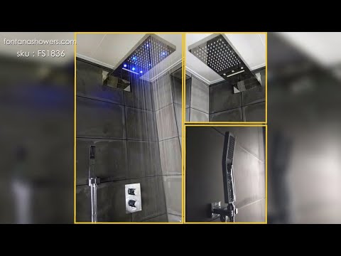 Gordola Waterfall Chrome Wall Mounted LED Rain Bathroom Shower Head Set