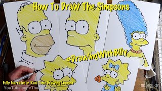 How To Draw The Simpsons for beginners (5 Real time drawing lessons fully narrated) screenshot 3