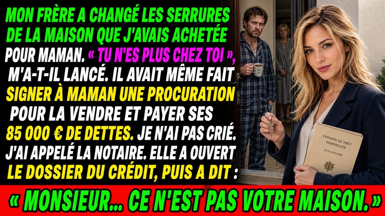 Ce samedi-là, ma clé n’est plus entrée dans la serrure de la maison que je rembourse chaque mois. Mon frère a entrouvert la porte, en pyjama, un café à la main : « Cette maison, c’est celle de...