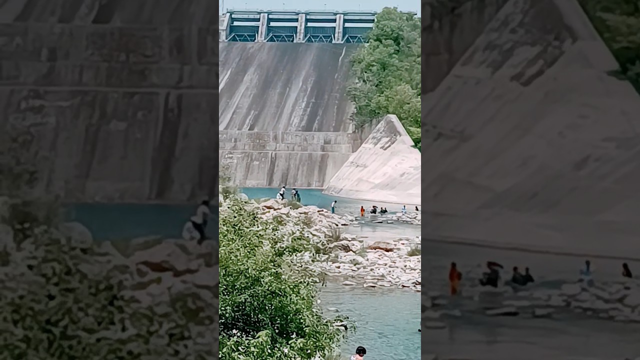 Khanpur dam spillway in summer
