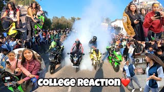 First Day in College with My Kawasaki Z900 | Cute Girl Reaction | College Reaction #z900 #kawasaki