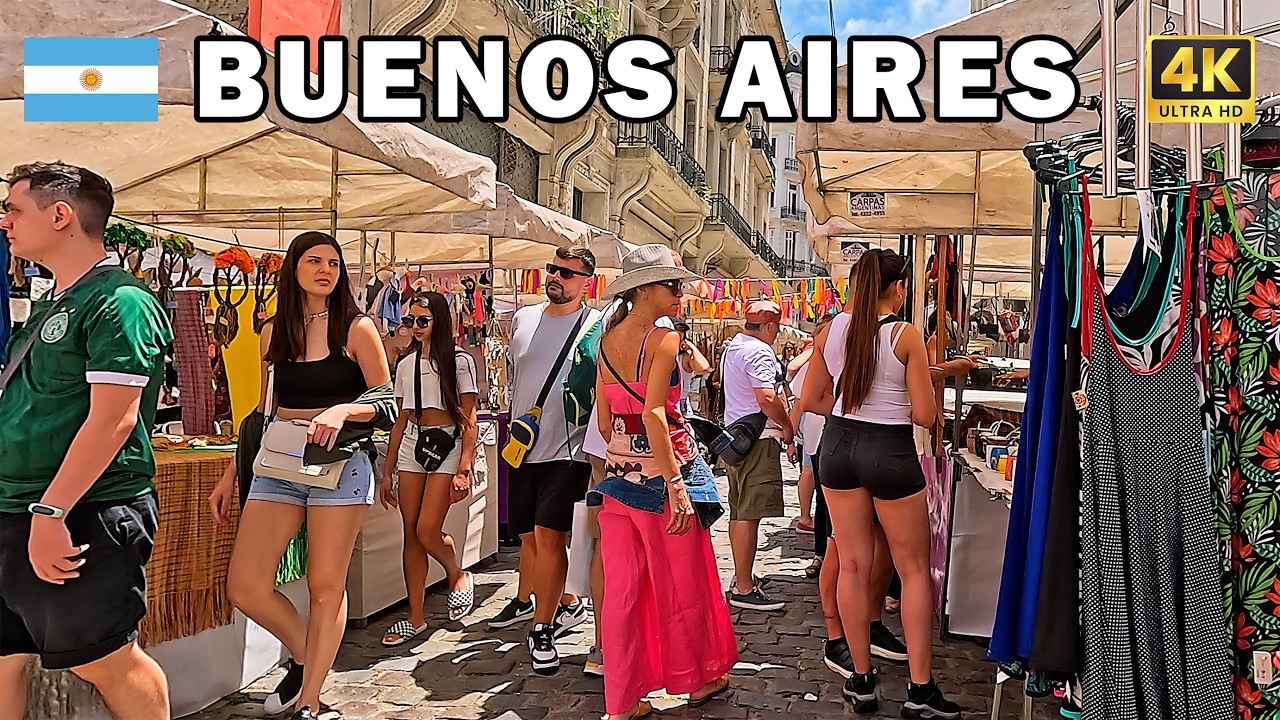 🇦🇷 Буэнос-Айрес, Аргентина 4K: прогулка | От ярмарки Сан-Тельмо до площади Майо