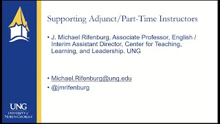 Supporting Adjunct/Part-time Instructors