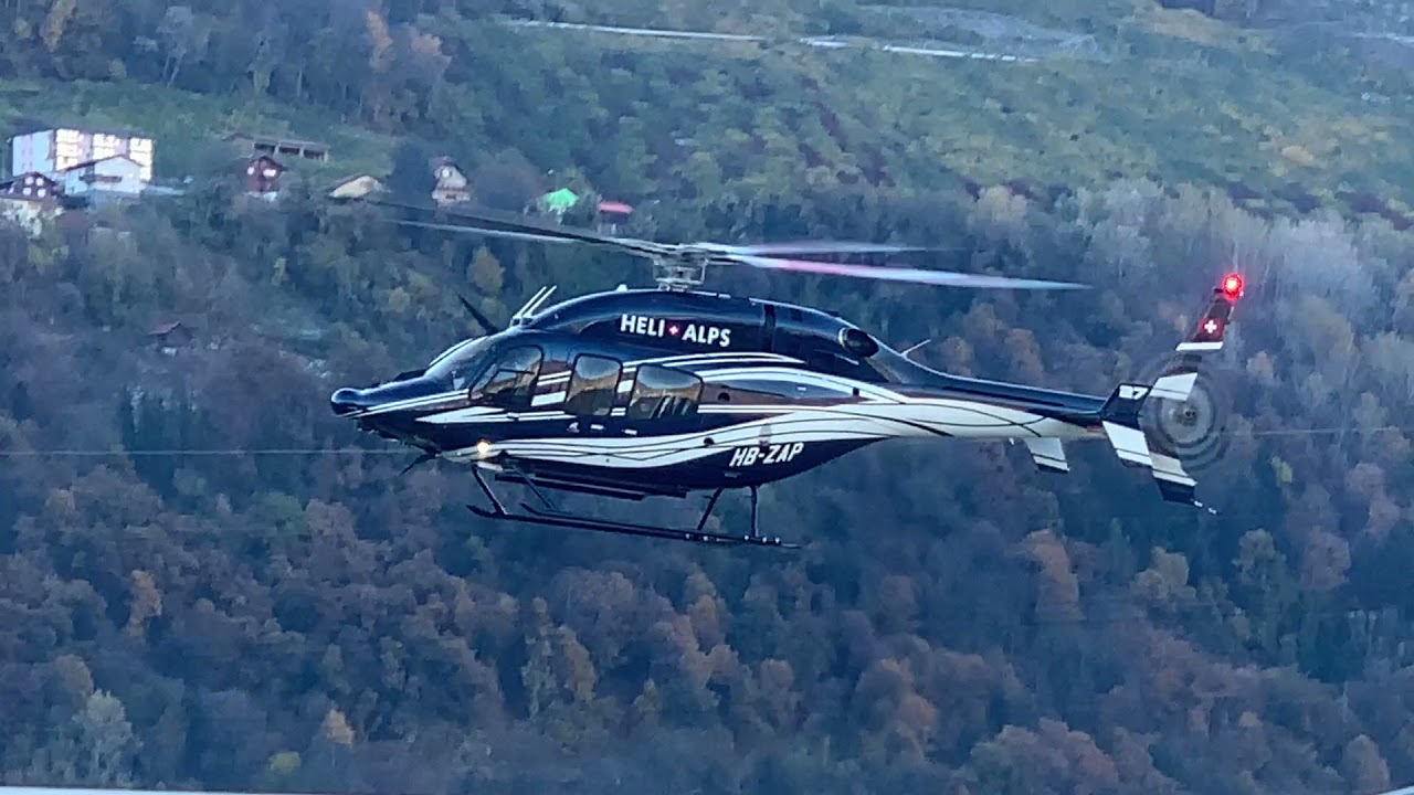 Bell 429 HB-ZAP Heli Alps takeoff Sion airport Valais Switzerland 09.11.2021