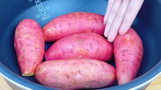 原來烤紅薯這麼簡單只需電飯鍋不加一滴水又香又甜比買的好吃Roasted sweet potatoes 烤红薯