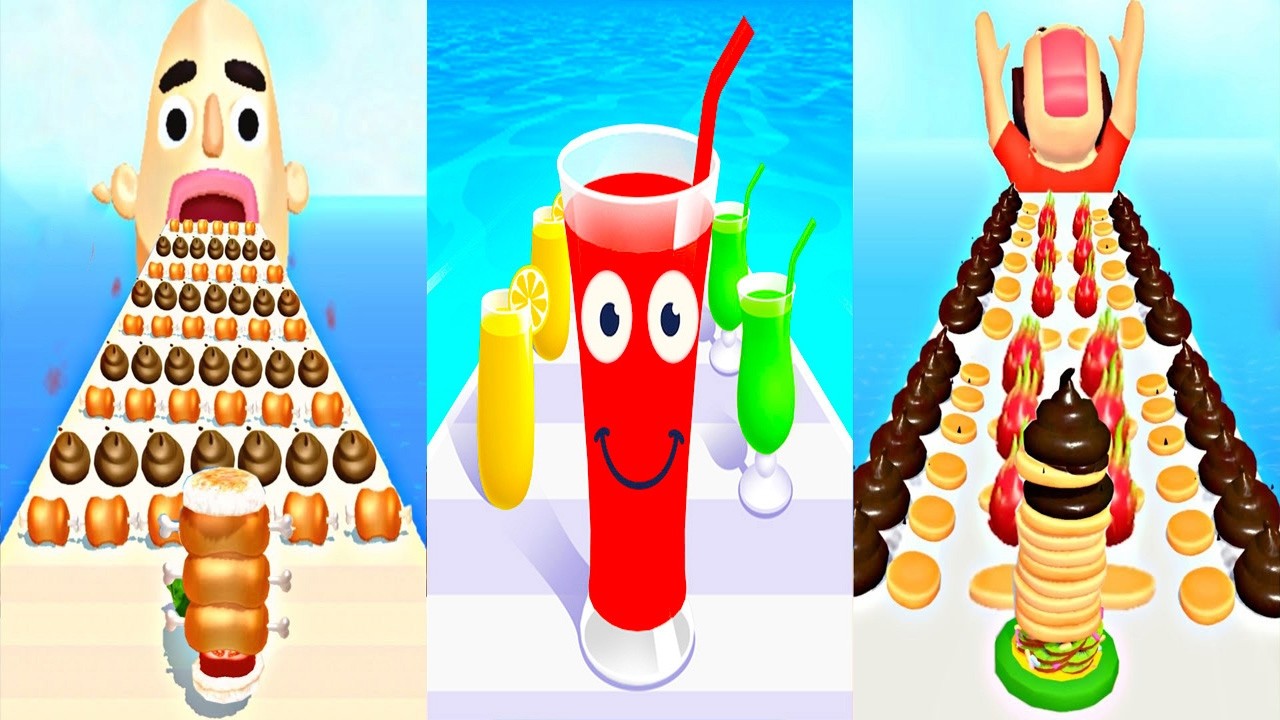 Sandwich Runner VS Juice Run VS Pancake Run - All Levels Gameplay Android iOS Ep 3