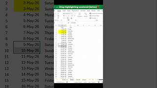 Excel tricks to Highlight weekends using conditional formatting! #excel #exceltips #exceltricks
