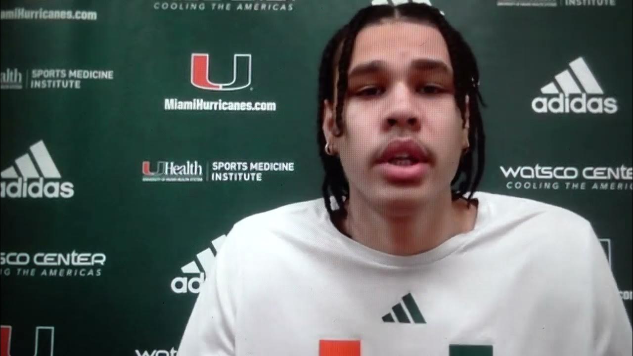 Kyshawn Miami Guard, talks with media ahead of game against La