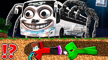 How Mikey and JJ Escape From RANG RING RENG BUS IRENG BIANCO SPIDER at 3am ? - Minecraft Maizen