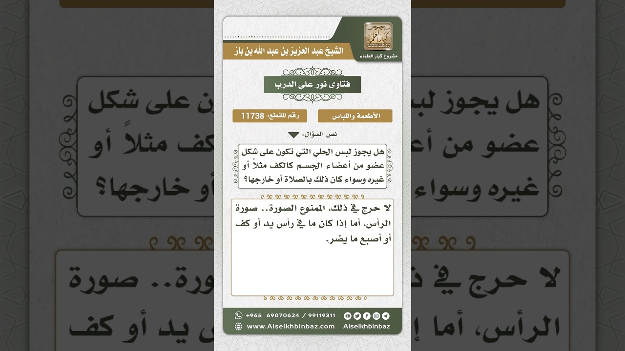 11738 - حكم لبس الحلي الذي على هيئة يد أو كف أو غير ذلك -  نور على الدرب