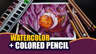 Watercolor & Colored Pencil painting lesson! #watercolor #coloredpencil