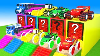 Big & Small: McQueen with Saw Wheels & Police Car, Fire Truck, Bus select the correct cage box screenshot 3