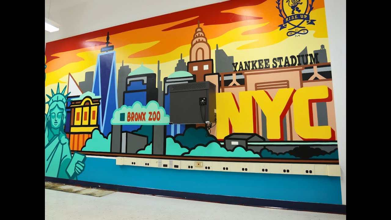 Bronx Center for Science and Mathematics Mural Timelapse - YouTube