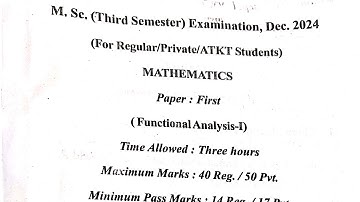 Functional analysis 2024 paper Mcbu chhatarpur || Msc 3rd semester mathematics||