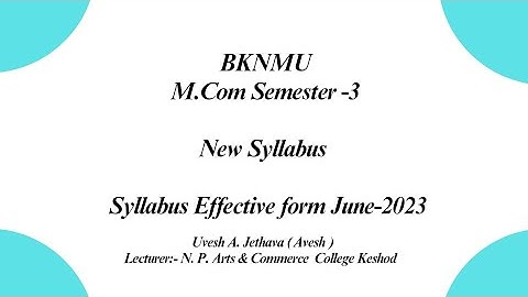 #bknmu || M.com Sem-3 Syllabus || M.com Sem-3 New Syllabus Effective From 2023 || M.com_Sem_3 #bknmu