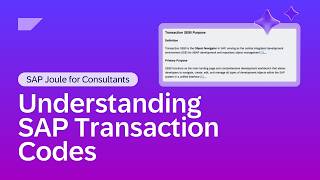 Understanding SAP Transaction Codes | SAP Joule for Consultants