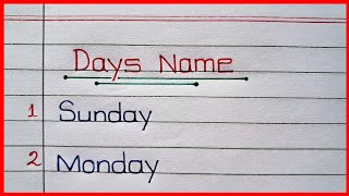 7 Days Name || 7 Days of Weeks || Sunday to Saturday Days Name || Days Name in English