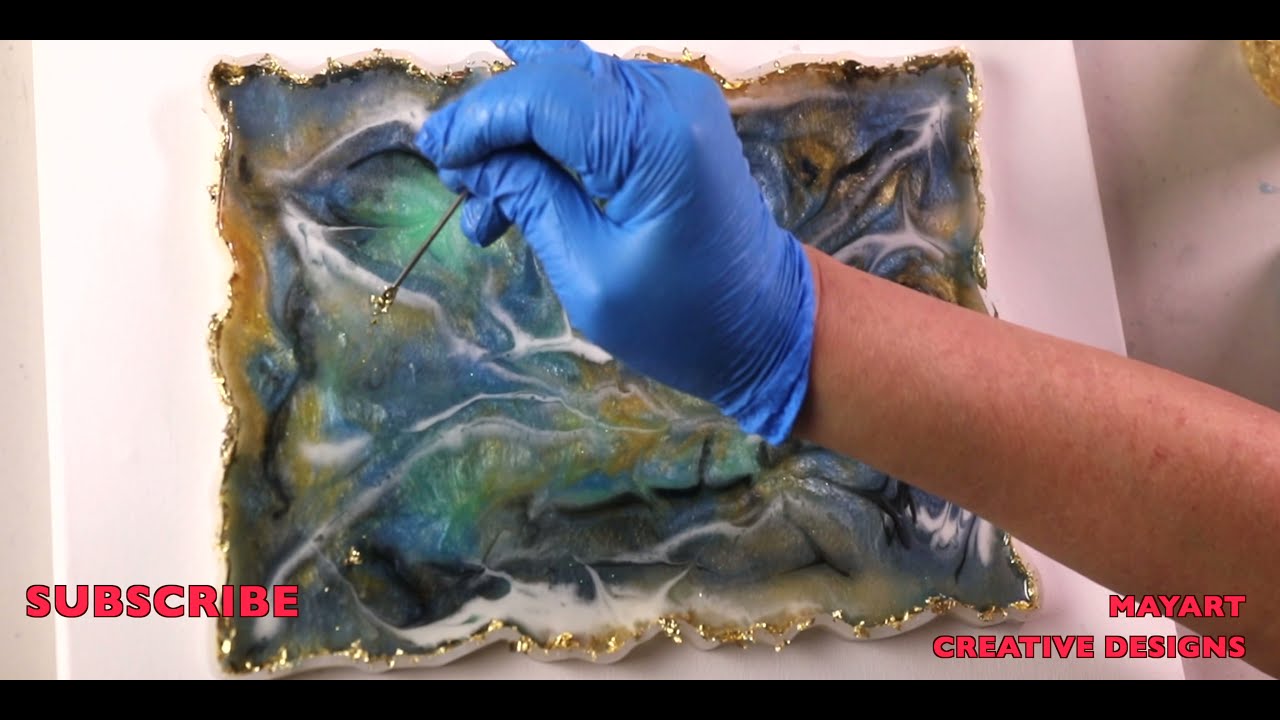 How To Make A Resin Pour Painting Ocean Tray With Handle