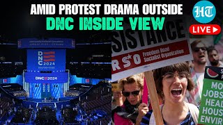 DNC LIVE: Inside View Amid Big Protest Outside | Kamala, Walz, Biden | Chicago | Trump | US Election