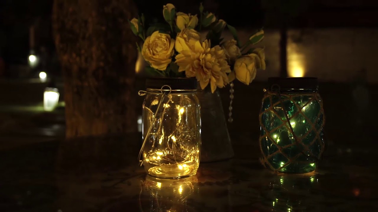 Solar Powered Hanging Glass Jar Mason Light Micro LED Lights String Inside for Tree and Garden Decor