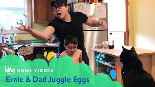 Ernie & Dad Juggle Eggs | Home Videos | HiHo Kids