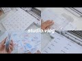 (studio vlog) making sticker flakes, designing thank you cards and shop receipt 🏷