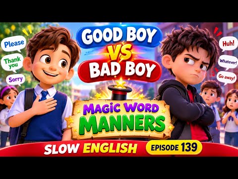 GOOD BOY VS BAD BOY: MAGIC WORD MANNERS | SLOW ENGLISH Episode 139