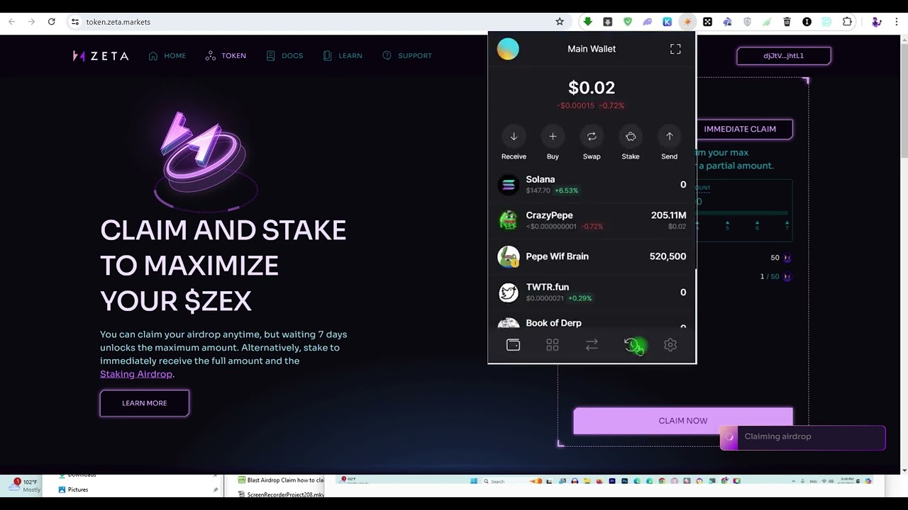 Zex Token Airdrop Claim | How to Claim ZEX Token | ZETA Market Airdrop 