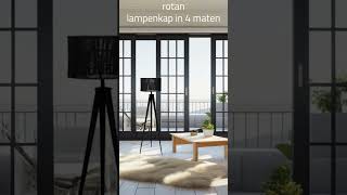 een zwarte rotan lampenkap in 4 maten, mooi voor op zwart statief
