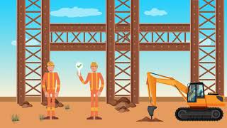 2D flat animation of Construction worker in Construction site